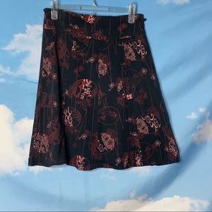 Conspiracy- Black Floral MidiSkirt size Small